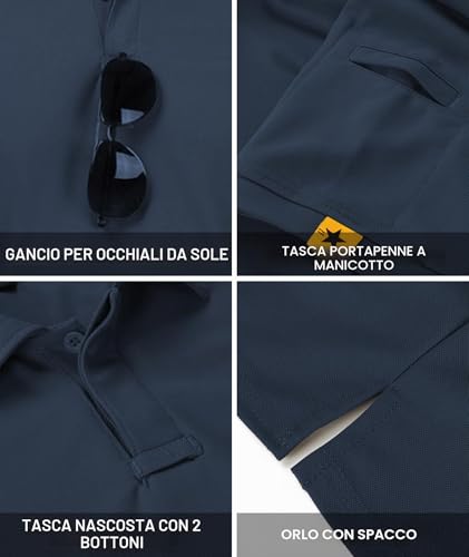 JACKETOWN Men's Polo Shirt Short Sleeve Quick Drying Breathable Tennis Polo Shirt Summer Polo Shirts for Men Button Front T-Shirts Sport Shirt Basic Regular Fit Golf