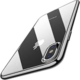 TOZO for iPhone X/XS Case, Crystal Clear Soft TPU Gel Skin Ultra-Thin [Slim Fit] Transparent Flexible Premium Cover [Wireless Charger Compatible] for iPhone 10 / X/XS [Space Black Plating Edge]