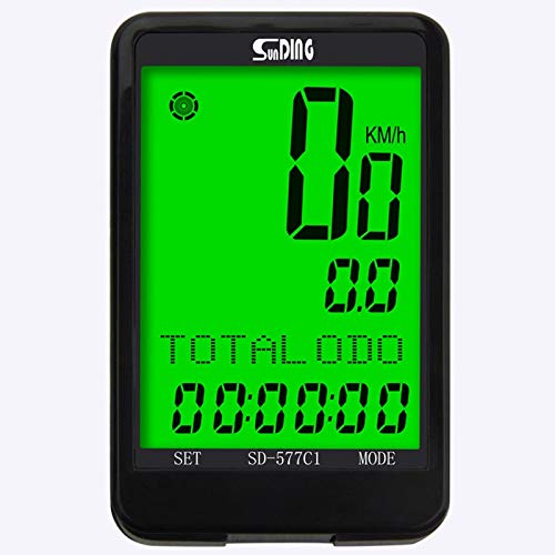 Algol - Wireless LCD Bike Computer Bicycle Cycling Speedometer Odometer with Backlight Time Temperature Display SD-577C1