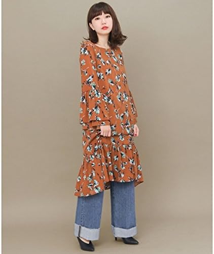 Amazon Kbf Kbf レディスワンピース Kbf プリントフリルワンピース Brown One ワンピース チュニック 通販