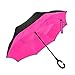 Ylovetoys Double Layer Folding UV Proof and Windproof Inverted Umbrella with C-Shaped Hand for Car/Outdoor, Rose