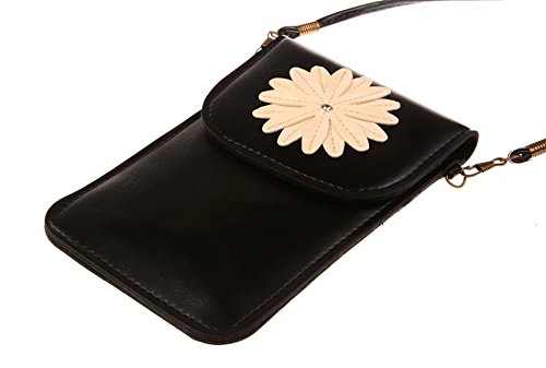 MiCoolker Chrysanthemum Premium Universal PU Leather Womens Girls Small Shoulder Bag Messenger Travel Purse Cute Crossbody Bags Mobile Phone bag Case Pouch for Apple iphone 7 7S Plus 6 6s Plus 5.5'' - Thumbnail 2