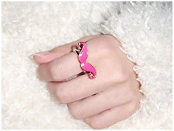 cytprimedesign Handlebar Mustache Vintage Adjustable Ring (Rose Red)