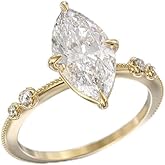 Gixaxak 14K Gold Plated Engagement Ring for Women | Cubic Zirconia Wedding Ring for Women | Teardrop Womens Fake Engagement Ring Bridal Rings Halo Cubic Zirconia Promise Rings for Women 6