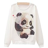KSJK Women Panda Print Loose Sweaters Sweatshirt