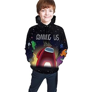 Onder Us Games Kids Dunne Hoodies Met Zakken Jeugd Pullover Hooded Sweatshirts voor Jongens Meisjes Tiener (S M L XL)