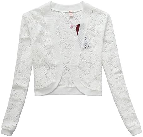 JK2 Women's Lace Hollow Mesh flower Long Sleeve Shrug Bolero Jacket Size XXXL US White