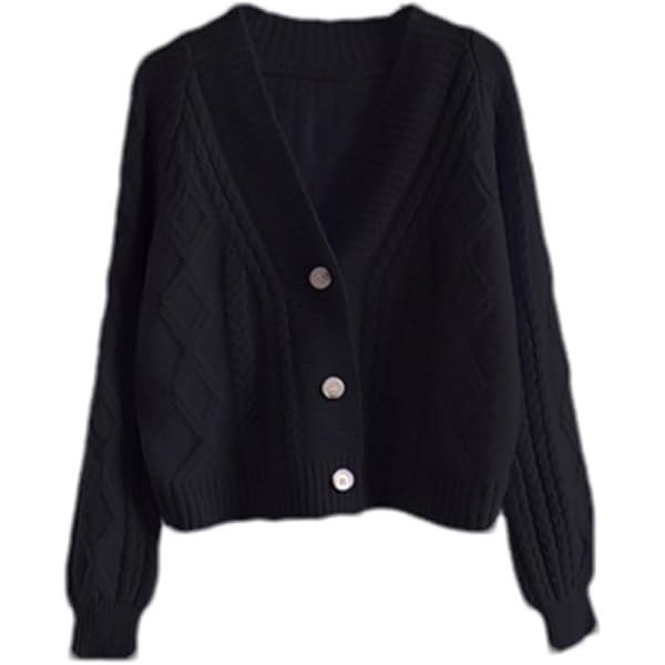 Autumn Winter Women's Knitted Cardigan Jacket Short Sweater Loose