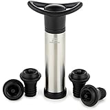 [Newest version] Wine Saver Vacuum Pump Preserver from Akses Royal with 4 Valve Bottle Stoppers, Best Quality, Perfect Gift, To Save your Wine Fresh Go Head and Click the Buy Button!