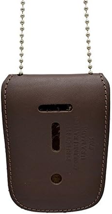 Universal Leather Neck Chain Badge and ID Holder - Dark Brown - Perfect Fit USA