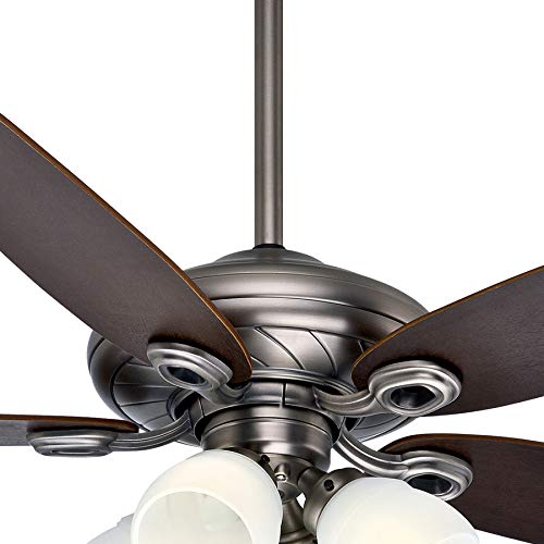 Casablanca Fan 52 inch Acadia Finish Ceiling Fan with 5 Dark Walnut/Smoked Walnut Reversible Veneer Blades (Certified Refurbished) (Antique Pewter)