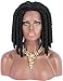 Kalyss Short Off Black Kanekalon Synthetic Twist Crochet Braids Hair Wigs for Black Women Middle Parting 100% Hand Tied Ear to Ear Lace Front Wigs,12 inches 10.58oz