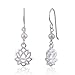Chuvora 925 Sterling Silver Lotus Flower with Synthetic White Pearl Danle Hook Earrings