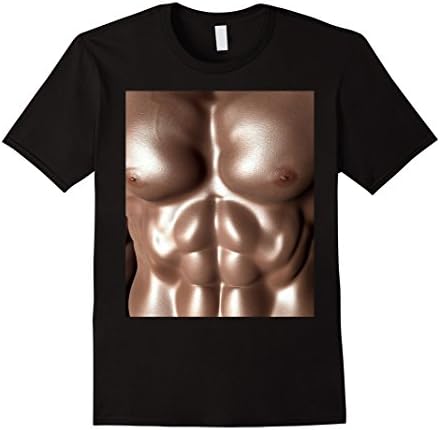 Mens Realistic Chest Six Pack Abs Muscle Funny T-Shirt XL Black