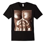 Mens Realistic Chest Six Pack Abs Muscle Funny T-Shirt XL Black