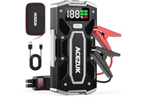ACEZUK Car Battery Jump Starter 5000A Jump Box (10.0L Gas/8.0L Diesel), Portable Car Starter Battery Pack with Extended Smart Jumper Cables, Quick Charge, Large Display, Lights