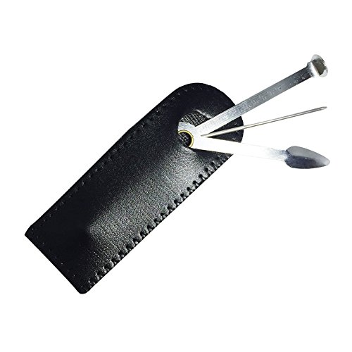 FULUSHOU (Black Leather Pouch )Tobacco Pipe Tool 3 In 1 Pipe Reamer Simple Pipe Knife
