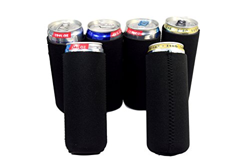 image for Neoprene Slim Can Sleeves -12 Blank Black Ultra Slim Can Cooler Sleeve