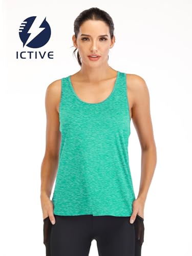 ICTIVE Women's Loose Sports T-Shirt, Top Fitness Summer Open Back, Muscle Straps Racerback Gym