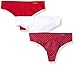 Calvin Klein Women's 3 Pack Invisibles Thong Panty, Frosted Geo Evocative Red/White/Regal Red, Large