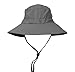 Men Safari Sun Hat Wide Brim Boonie Fishing Cap with Adjustable Drawstring Grey