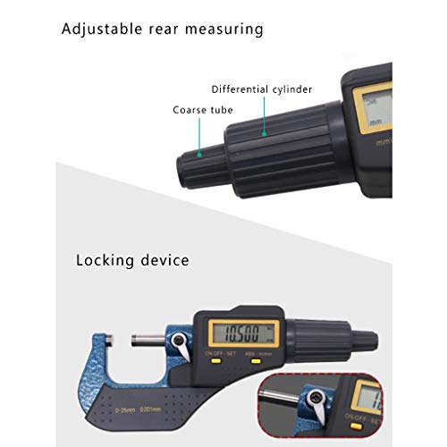 PRENKIN 0.001mm Fuera micrómetro 0 25 mm Pantalla LCD electrónico micrómetro Digital medidor electrónico del calibrador Digital: Amazon.es: Hogar