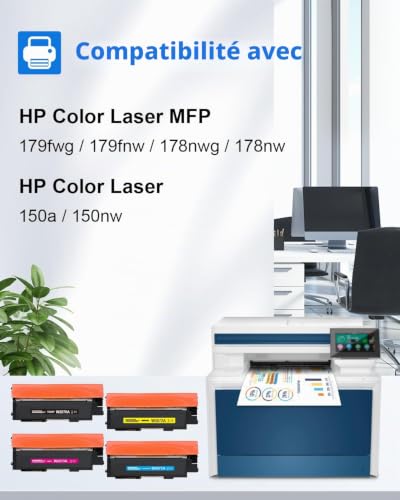 myCartridge 117A Toner Cartridge Compatible with HP 117A for HP Color Laser MFP Toner 178nw 178nwg 179fnw 179fwg 150a 150w 150nw (Black Yellow Cyan Magenta, 4 Pack)