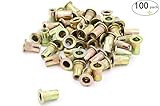 iExcell,100 Pcs M4 Thread Pitch 0.7mm Zinc Plated Carbon Steel Rivet Nut Flat Head Insert Nutsert