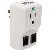 Eaton Tripp Lite TRAVELCUBE 1-Outlet Travel Surge Protector + Phone Port | Power Strip, 600 Joules, Direct Plug-in, EMI/RFI Line Noise Filtering, Lifetime Manufacturer's Warranty &amp; $10,000 Insurance