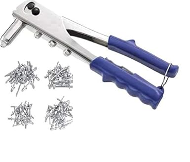 Inditrust Non Slip 10 Rivet Gun, Riveter Nail Gun, Pop Riveter with 40 Nose Pieces (3/32; 1/8; 5/32; 3/16)