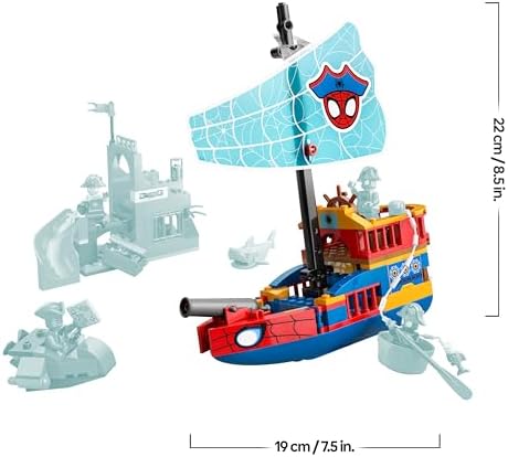 | Marvel Barco Pirata del Equipo Spidey - Juego de Superhéroe - Maquetas de Barcos de Juguete con 4 Minifiguras - Regalo para Niños de 4+ Años y Fans de Spidey y Su Superequipo - 11208