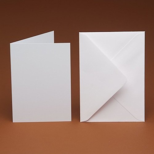 10 A5 Blank Cards and 10 C5 Envelopes - DIY, Wedding, Projects, Greeting Cards, Scrapbooking... (White Linen) — image 1