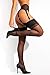 sofsy Sheer Thigh High Stockings for Women's Garter Belt/Suspender Belt | 15 Den [Made in Italy] (Garter Belt Not Included) - Black - Small