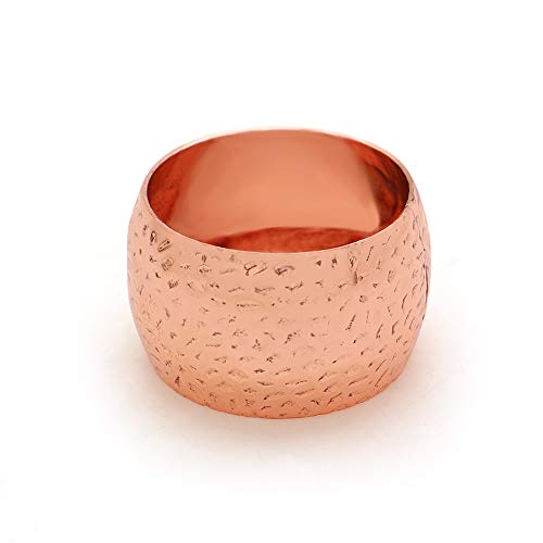 LuReen Napkin Rings Set of 6 for Home Kitchen Dining Room Table (Rose Gold Hammered)