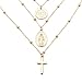 Loweryeah Gold Necklace Decorated Madonna Crucifix