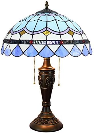 Tiffany Style Floor Lamp 16 '' Blue Stained Glass Mediterranean Zipper Light for Bedroom Living Room Lampshade Decoration Home Lighting