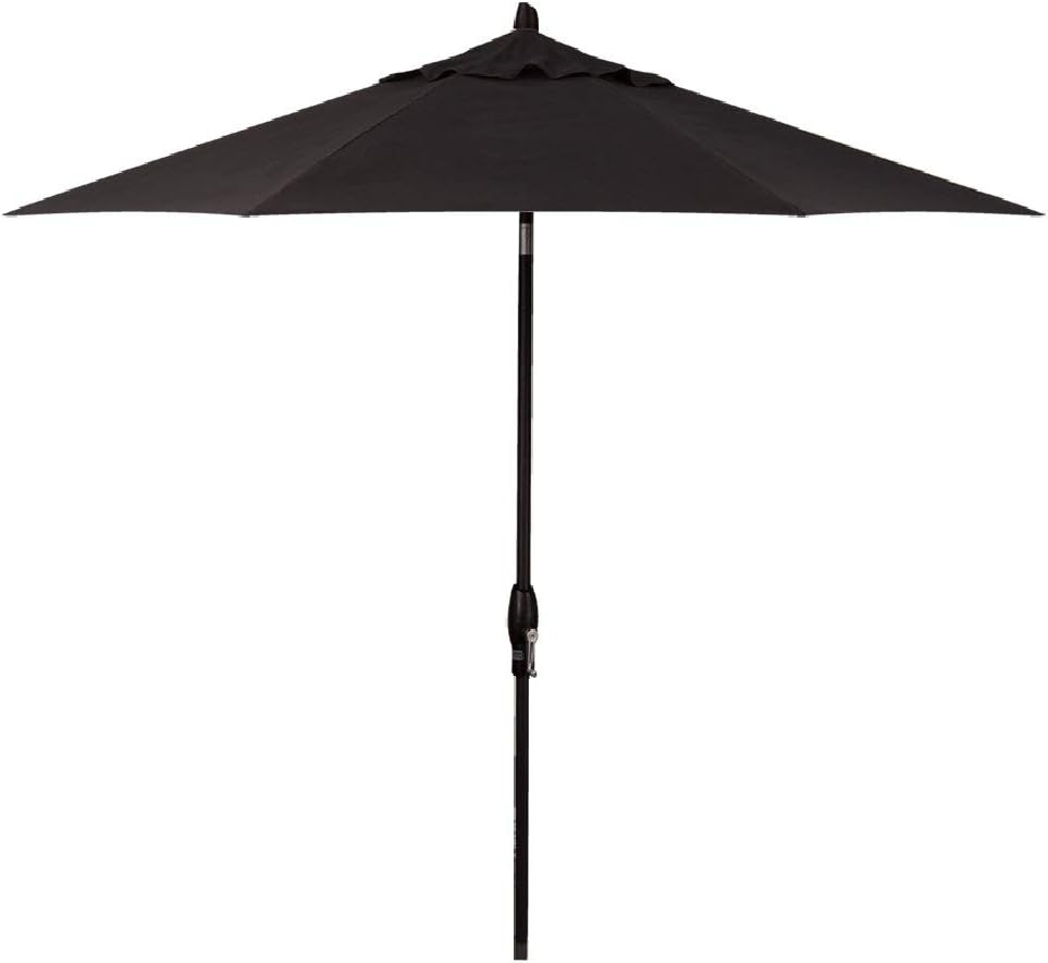 Amazon Com Treasure Garden 9 Foot Push Button Tilt Market Umbrella With Black Frame And Obravia 4 Yr Warranty Fabric Black Garden Outdoor