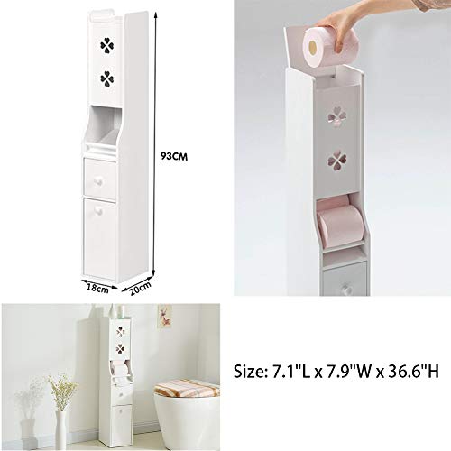 IOTXY Bathroom Floor Storage Solid Wood Toilet Tissue with Trash Can and Drawer