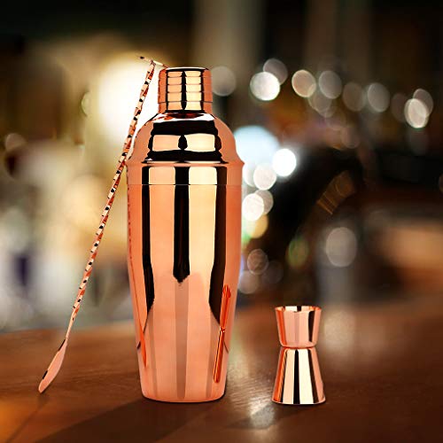 Cocktail Set Cocktail Shaker 750ml Barkeeper Set, 16-teiliges Edelstahl Bar Cocktail Zubehör mit Holzständer, Perfektes… – Bild 3
