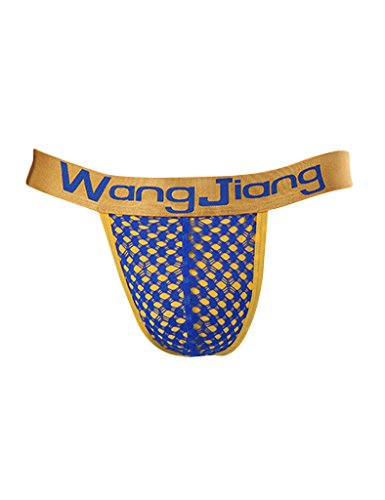 Zacoo Men Bulge Fish Net Thong T-Back Boxer Size L Color Dark Blue