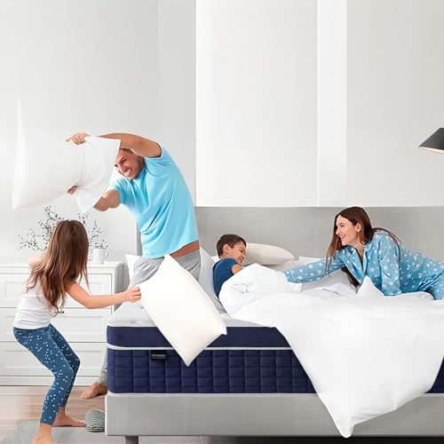 NOVANGUA Colchón de Muelles con Espuma Texturizada,Altura 35cm,Colchón Híbrido,Espumas de Alta Calidad para un Mejor Descanso,Soporte y Alivio de Presión (Azul, King)