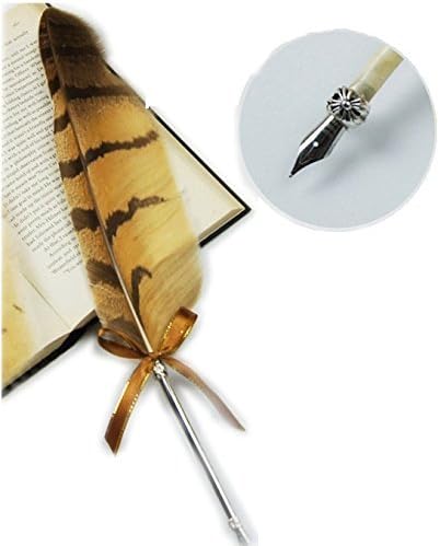 MFC ONLINE Vintage Owl Feather Pen Refined Plated Rod Quill Dip Pen (1*Feather dip pen)