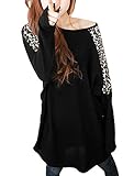 Allegra K Women Leopard Batwing Sleeve Loose Fit Top Tunic T Shirts