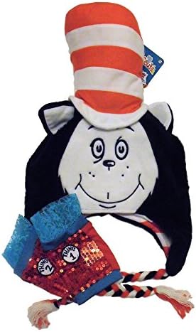 Dr Seuss Cat in the Hat Laplander Hat Ties Red Blue Glovettes Set
