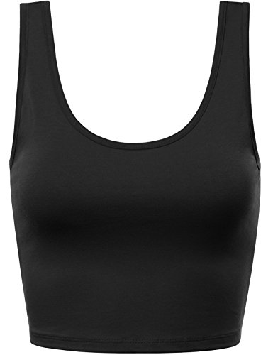 Fpt womens basic crop tank top black large