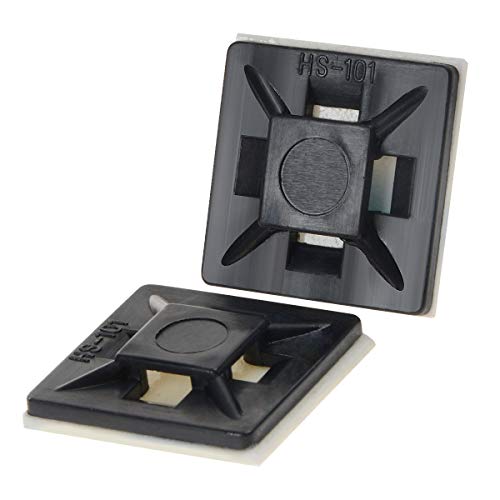 XHF2018 Self Adhesive Cable Tie Mounts Wire Tie Base Holders (21mm x 21mm) (HS-101, Black) - Thumbnail 2