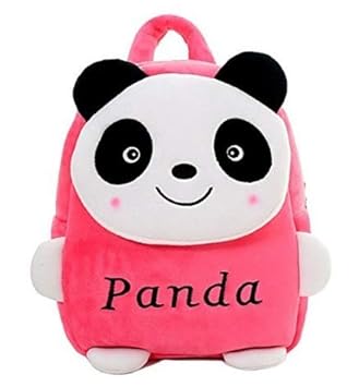 Minitrees Unisex Panda Fabric School Bag (Pink)