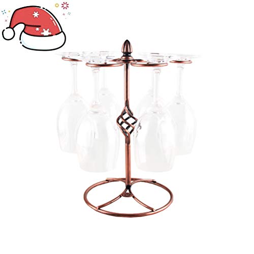 Wine Glass Stand Racks Holder- Elegant Freestanding Stemware Holder Stand With 6 Hooks for Home and Bar Storage and Artistic Tabletop Display, Metal Wine Glass Holder (Bronze)