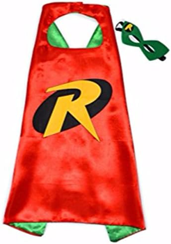 Robin Superhero Cape and Mask Set Halloween Pretend Play Double Sided 70 cm x 70 cm