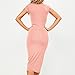 Hotkey Women’s Short Sleeve Casual Sundress Midi Bodycon T Shirt Dress Sexy Round Neck Sundress Pinkthumb 2